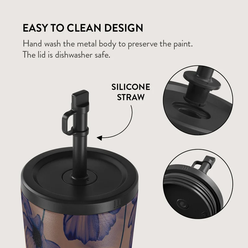 Burga  Burga Velvet Night 700ml Travel Mug Flap & Straw Set Lid Combo – BPA-Free Stainless Steel, Triple-Layer Insulated, Leak-Resistant, Premium Printed Design – Hot & Cold Drinks  | Best Price UAE